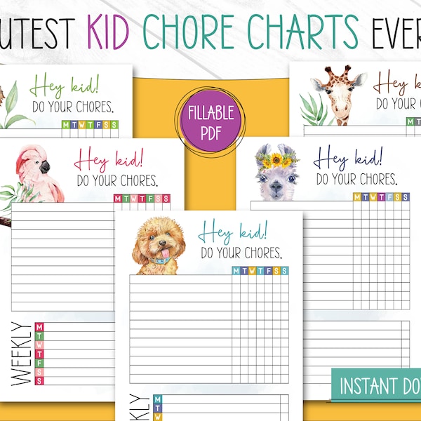 Chore Chart, Chore Chart for Kids, PRINTABLE, EDITABLE, Printable Chore Chart, Kids Chore Chart Editable, Chore Printable, Chore List