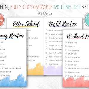 Routine Cards, EDITABLE, PRINTABLE, Routine Chart for Kids, Routine Planner, Routine Chore Chart, Routine Checklist, Daily Routine Checklist