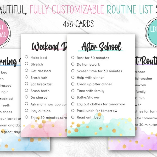 Routine Chart for Kids & Adults, Daily Routine Chart Printable, Routine Cards, Routine Checklist, Daily Routine Printable, Daily Routine