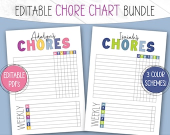 Chore Chart for Kids, Kids Chore Chart, Chore Checklist, Chore Chart Printable, Chores, Printable Chore Chart, Editable Chore Chart