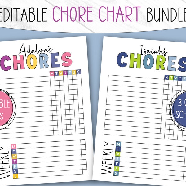 Kinder-Chor chart, Kinder-Chor-Chart, Chor-Checkliste, Chor-Chart zum Ausdrucken, Druckbares Chore Chart, editierbare Chore Chart