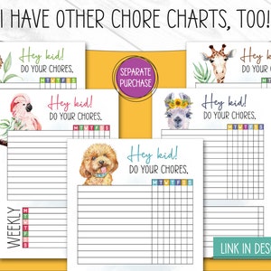 Kinder-Chor chart, Kinder-Chor-Chart, Chor-Checkliste, Chor-Chart zum Ausdrucken, Druckbares Chore Chart, editierbare Chore Chart Bild 6