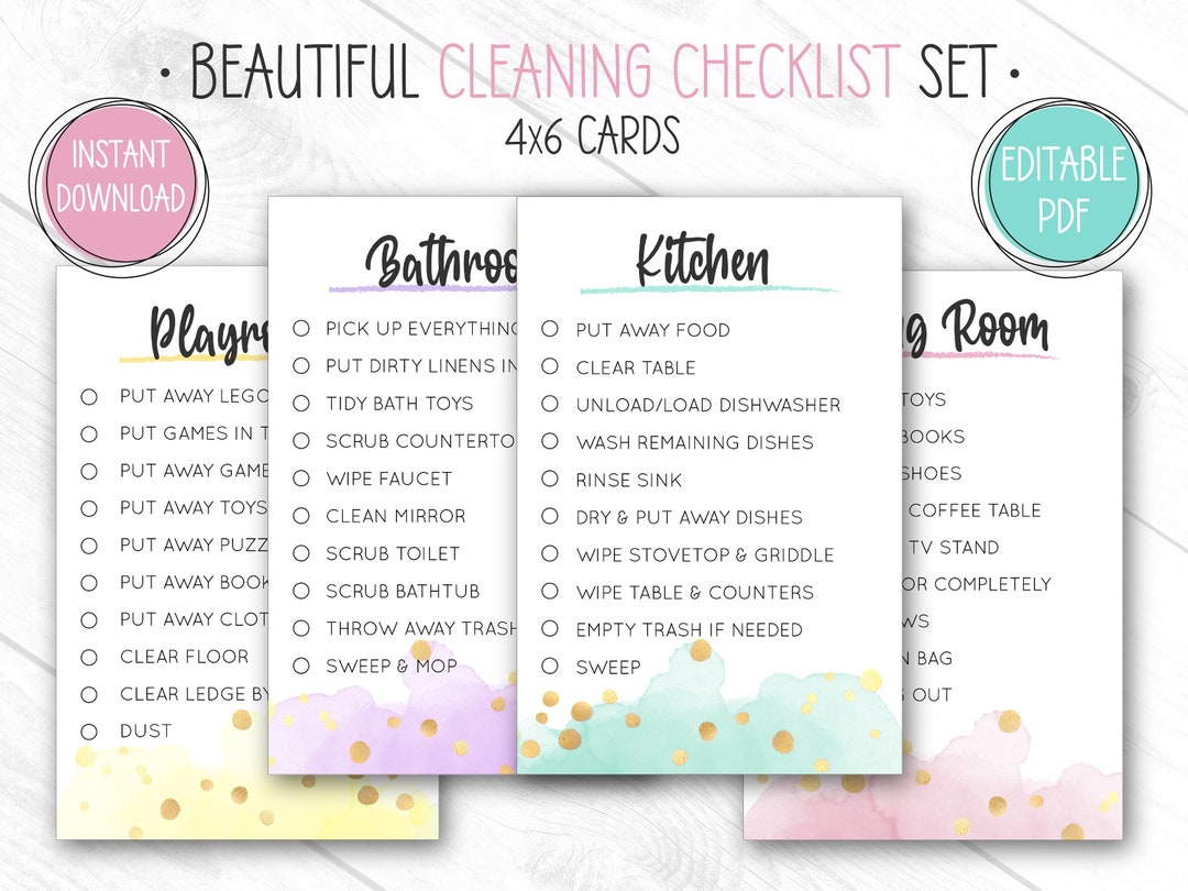 Room Cleaning Card, EDITABLE, PRINTABLE, House Zones, Chore Checklist ...