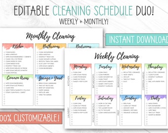 Editable Cleaning Schedule, Cleaning Checklist, Weekly Cleaning Schedule By Room, Cleaning Checklist Printable, Cleaning Printable, List