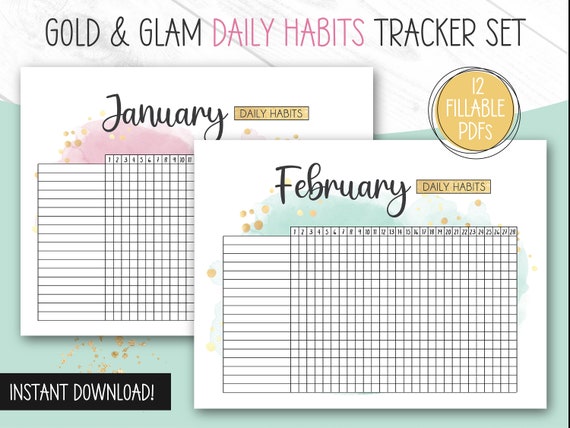 Habit Tracker PRINTABLE Habit Tracker Printable Cute - Etsy