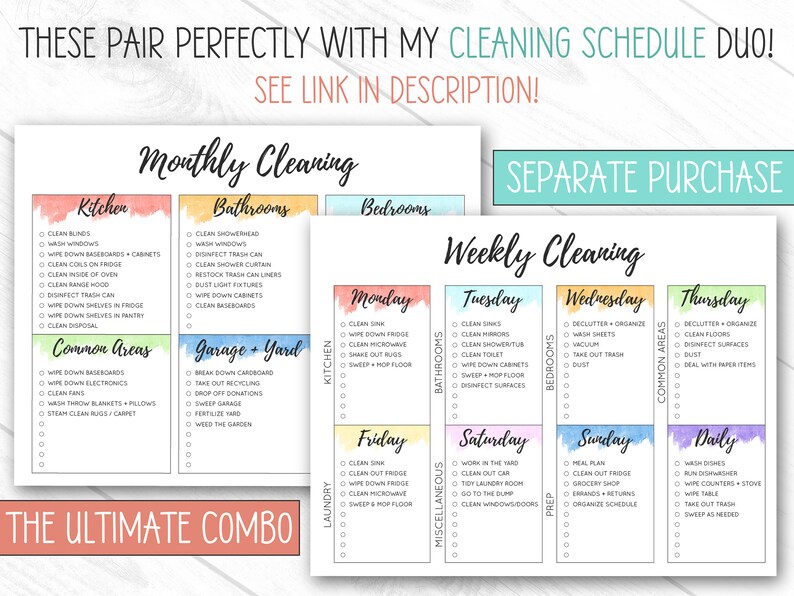 Room Cleaning Cards EDITABLE PRINTABLE House Zones Chore Etsy