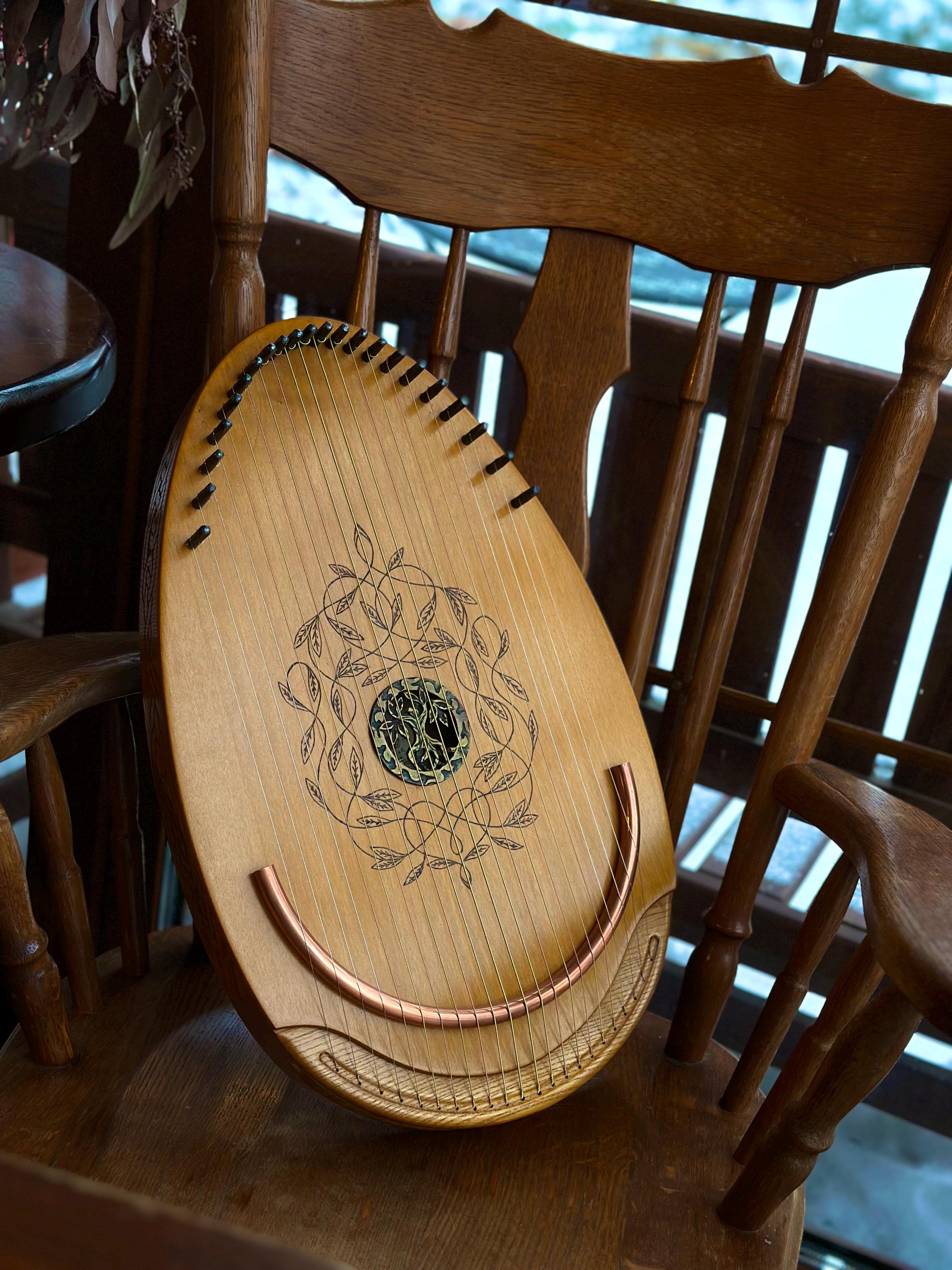 Handmade Reverie Harp, 22 String Musical Instrument, Solid Natural