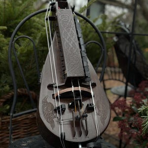 Ghironda acustica elettrica fatta a mano, strumento musicale a lira a 6 corde