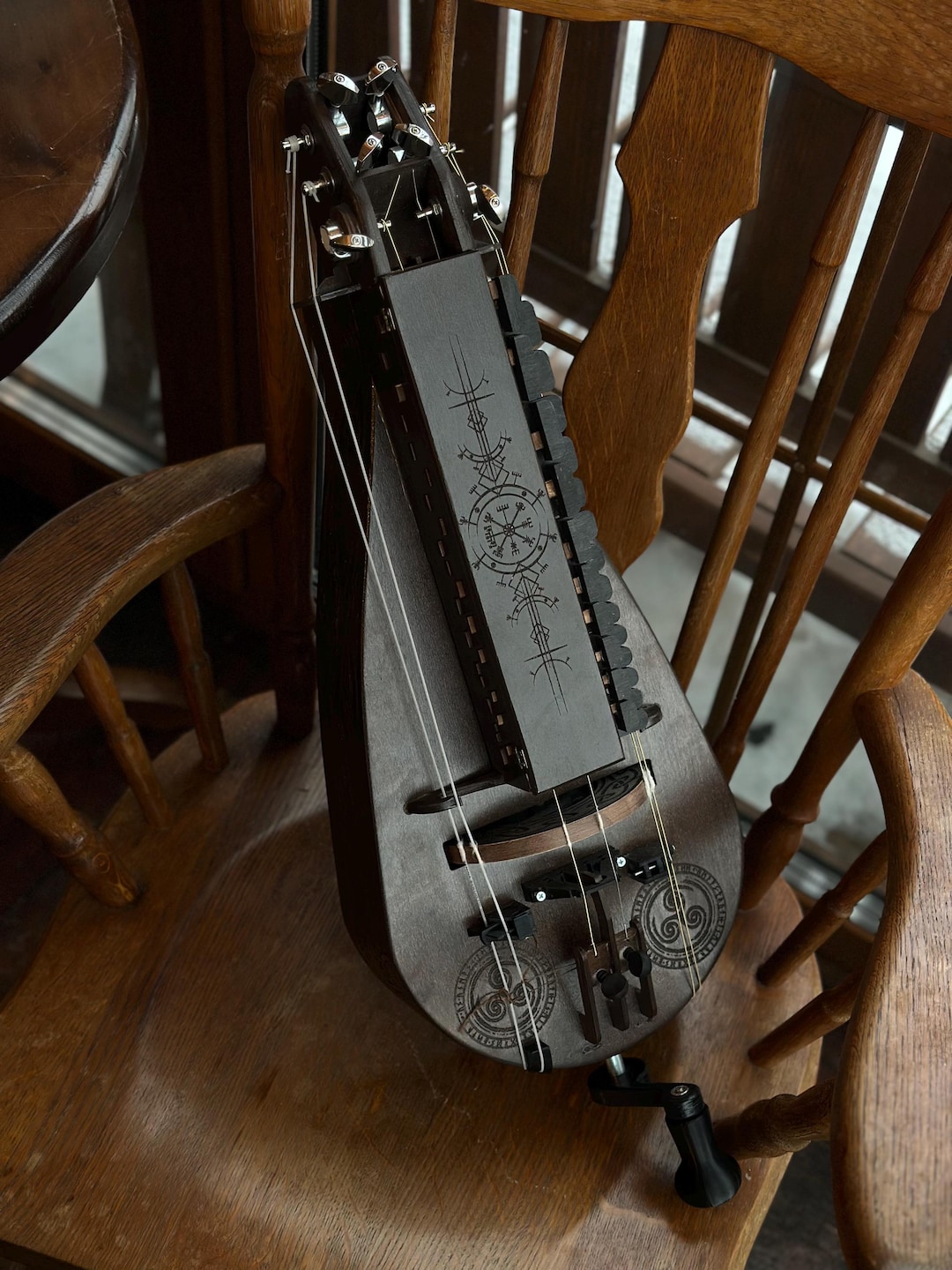Handmade Acoustic Hurdy-gurdy, Model Nordic Triskele Rune, 6-string ...