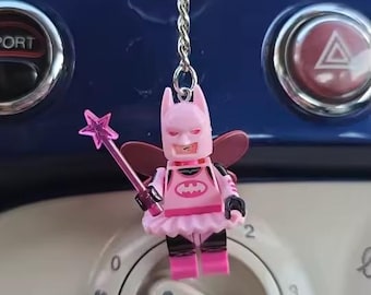Aesthetic Pink Bat Fairy Minifigure Keychain – Handmade Kawaii Charm