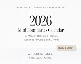 2026 Mini Boundaries Kalender | Eine Vorlage pro Monat | Druckbare Erinnerungsplaner | Digitaler Download