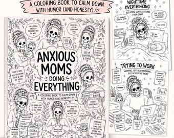 Ängstliche Mütter tun alles Malbuch | Humor, Stress Relief (PDF Download)
