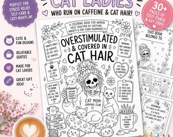 Katzenmama Malbuch | Lustiges Katzenhaar, Kaffee, Chaos (Digitaler Download)