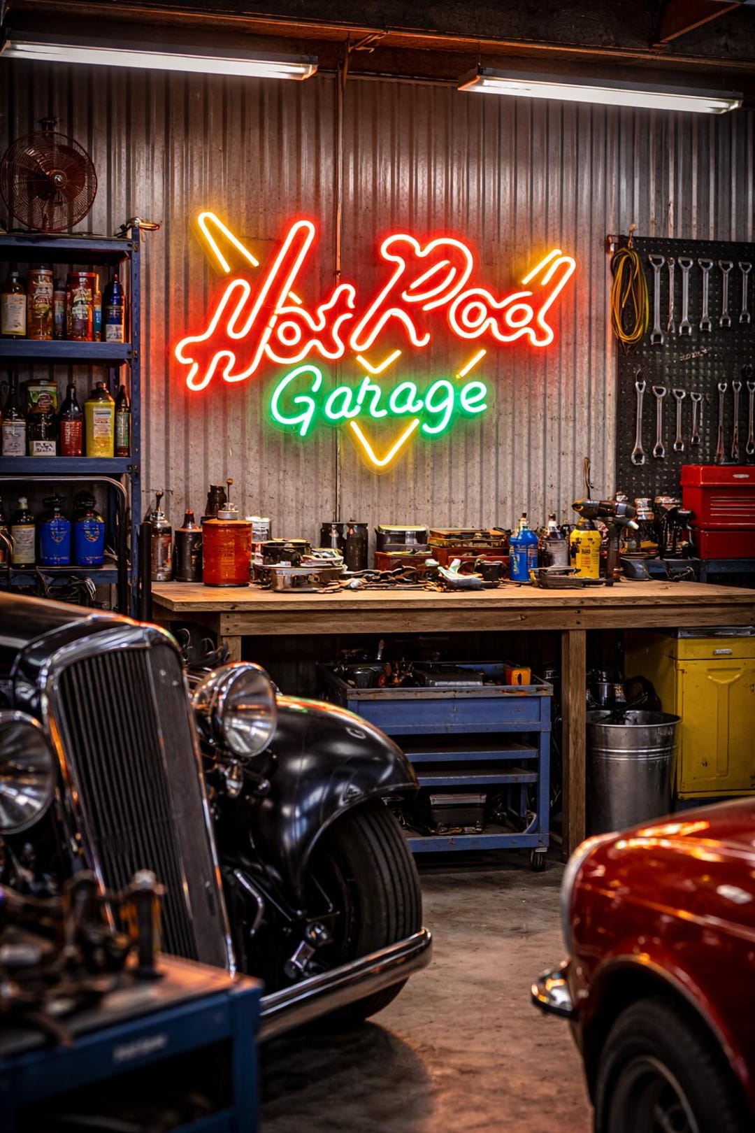Hot Rod Garage Neon Sign – Custom Handmade LED Neon Sign for Garage ...