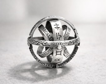 Foldable Astronomical Sphere Ring, Celestial Star Fidget Ring, Anti Anxiety Spinner Ring, Rotatable Astronomy Ring Jewelry, Gift for Her