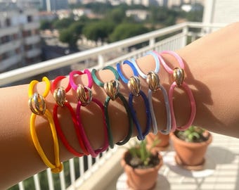 Armband i satinsnöre: Spänne i rostfritt stål, justerbart rep