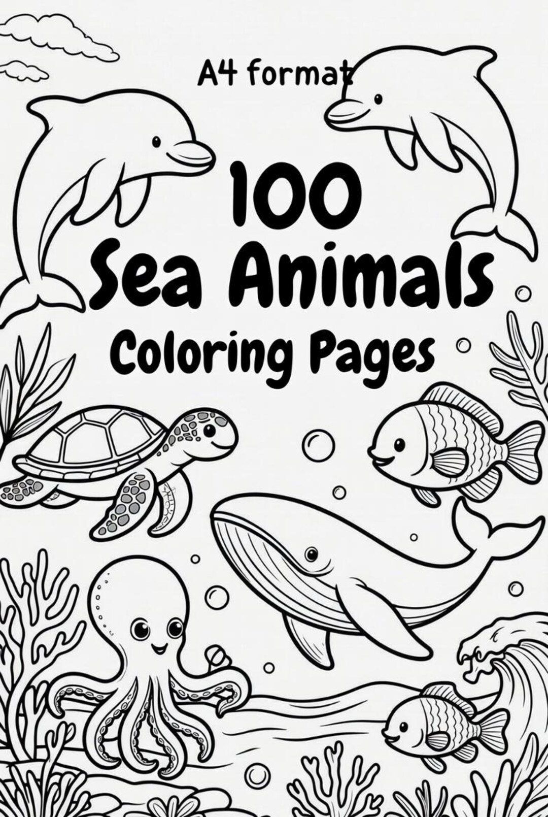 100 Sea Animals Coloring Pages for Kids | Printable Ocean Coloring Book ...