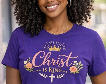 キリストは王様シャツ、クリスチャンフローラルグラフィックTシャツ