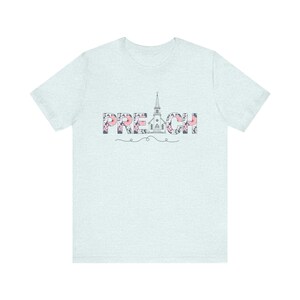 Preach Shirt for Women, Pastor Appreciation Gift, Christian Floral Tee, Church Comfort Colors Shirt, Pastors Wife Gift, Faith TShirt for Her Heather Ice Blue