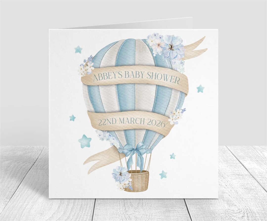 Baby Shower Card | Hot Air Balloon | Baby Girl Baby Boy | New Parents ...