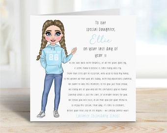 Year 11 Leaver 2026 Card | Yr 11 Leaver Poem Card Last Day School Class Of | Personalised End Of Year | Girls Daughter Granddaughter Niece