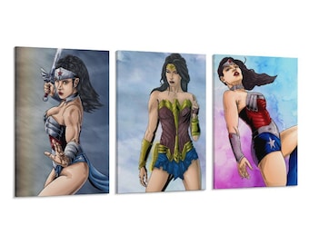 3 Panel Wonder Woman Abstrakt Minimal Poster