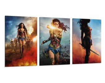 3 Panel Wonder Woman Film 3 Abstraktes Minimal Poster