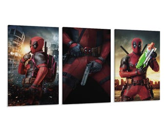 3 Panel Green Gun Death Warten auf den Film Abstraktes Minimal Poster