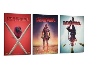 3 Panel Deadpool Film Abstraktes Minimal Poster