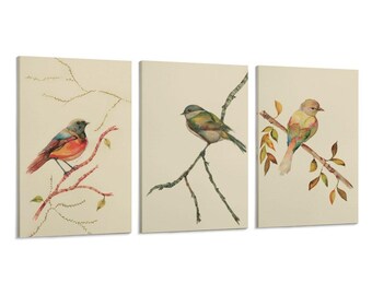 3 Panel Vogel Illustration Abstraktes Minimal Poster