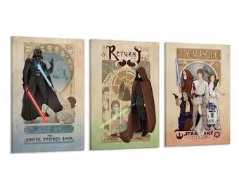 3 Panel Retro Wars Abstraktes Minimal Poster