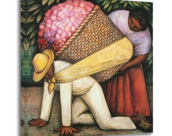 Diego Rivera Flower Carrier Leinwanddruck - Lebendiges Kunstposter