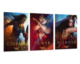 3 Panel Wonder Woman Film Abstraktes Minimal Poster