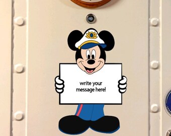 14" Disney Inspired Captain Mouse holding Dry Erase Board Cruise Door Magnet