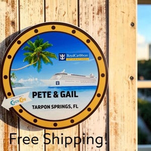 Personalized Cruise Door Magnet, RCL Stateroom Decor with Family Name