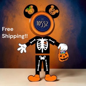 Mickey Skeleton Halloween Cruise Magnet, Custom Name Disney Decor