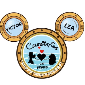 Disney Cruise Magnet, Personalized Mouse Head Door Design for Anniversary lady and tramp