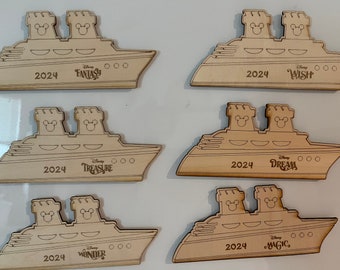 Disney inspired wooden cruise ship magnet for fish extender gifts