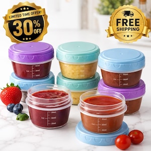6 Pack Mini Sauce Containers, Leakproof Salad Dressing To Go Cups (2.7oz)