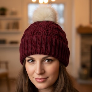 Warmes geripptes Beanie-Muster mit Zopfmuster | Gefaltet Krempe Winterhut-Muster | Strukturiertes Zopfmuster häkeln | Erwachsene Kinderbeanie Muster