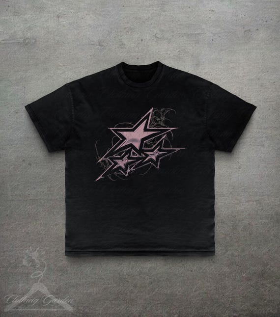 2000s Star Graphic Tee, Y2K Punk Style Shirt, Vintage 90s Grunge