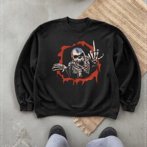 Retro Skeleton Graphic Sweatshirt, Edgy Gothic Pullover for Men Women, Vintage Style Grunge Skull Top, Everyday Comfy Sweatshirt, Gift For