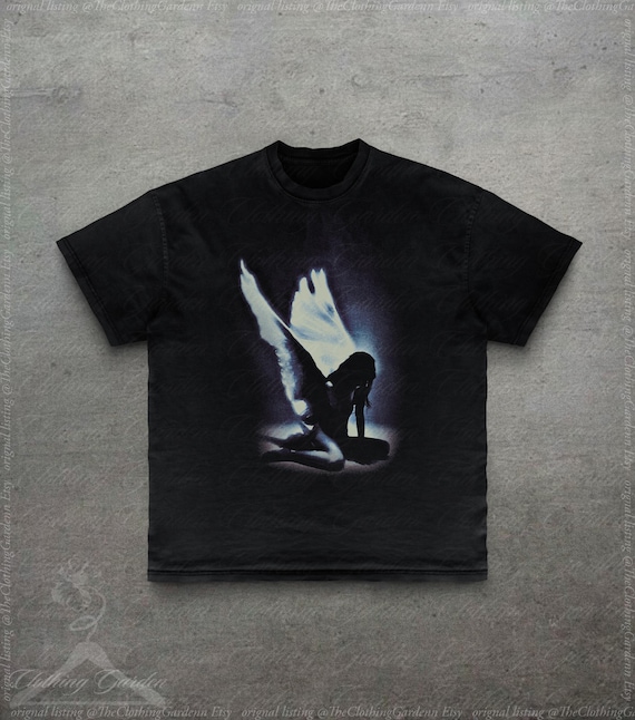 Fallen Angel Graphic Tee, Gothic Dark Art T-Shirt for Men Women, Vintage Style Occult Angel Wing Top, Emo Alt Streetwear Shirt, Edgy Gift