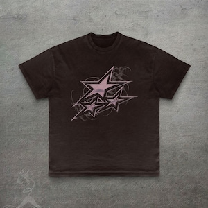 T-shirt ster uit 2000, shirt Y2K punkstijl, vintage jaren 90 zwart T-shirt in grunge-stijl, alt meisjeskleding voor haar, unisex goth edgy sterrentop afbeelding 3