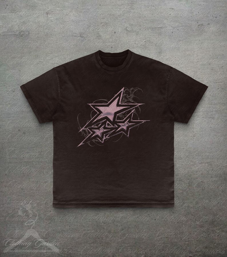 T-shirt ster uit 2000, shirt Y2K punkstijl, vintage jaren 90 zwart T-shirt in grunge-stijl, alt meisjeskleding voor haar, unisex goth edgy sterrentop afbeelding 3