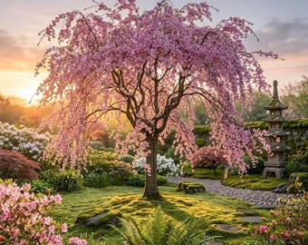 Pink Weeping Cherry Flowering Tree Live Garden Plant