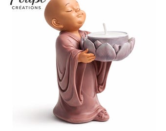 Statuette Bouddha Bougeoir – Fleur de Lotus | Photophore Déco Zen