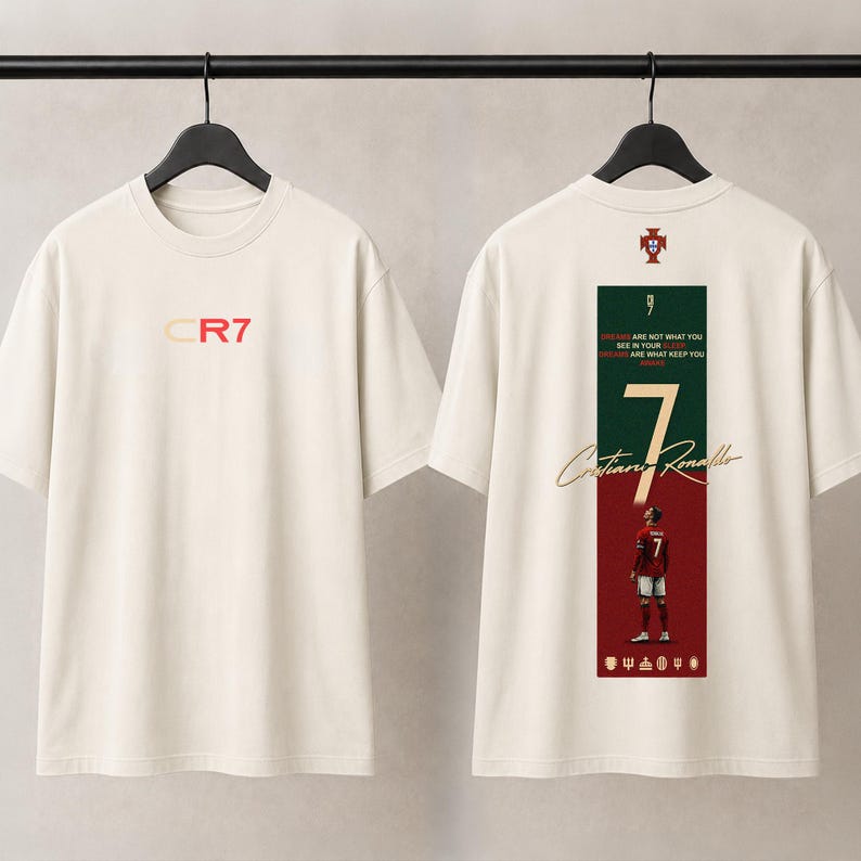 CR7 Cristiano Ronaldo Trikot Portugal Fußball T-Shirt Cristiano Ronaldo Geschenk für Freund Fußballfan Grafik Rückendruck Unisex T-Shirt PNG Ziege Bild 3