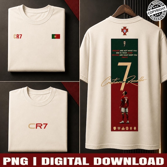 CR7 Cristiano Ronaldo Shirt Portugal Football Tee Cristiano Ronaldo Gift For Boyfriend Soccer Fan Graphic Back Print Unisex Tshirt PNG Goat