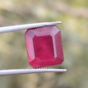 Octagon Cut Ruby Gemstone | Heat Treated Step Cut Stone for Jewelry Making
